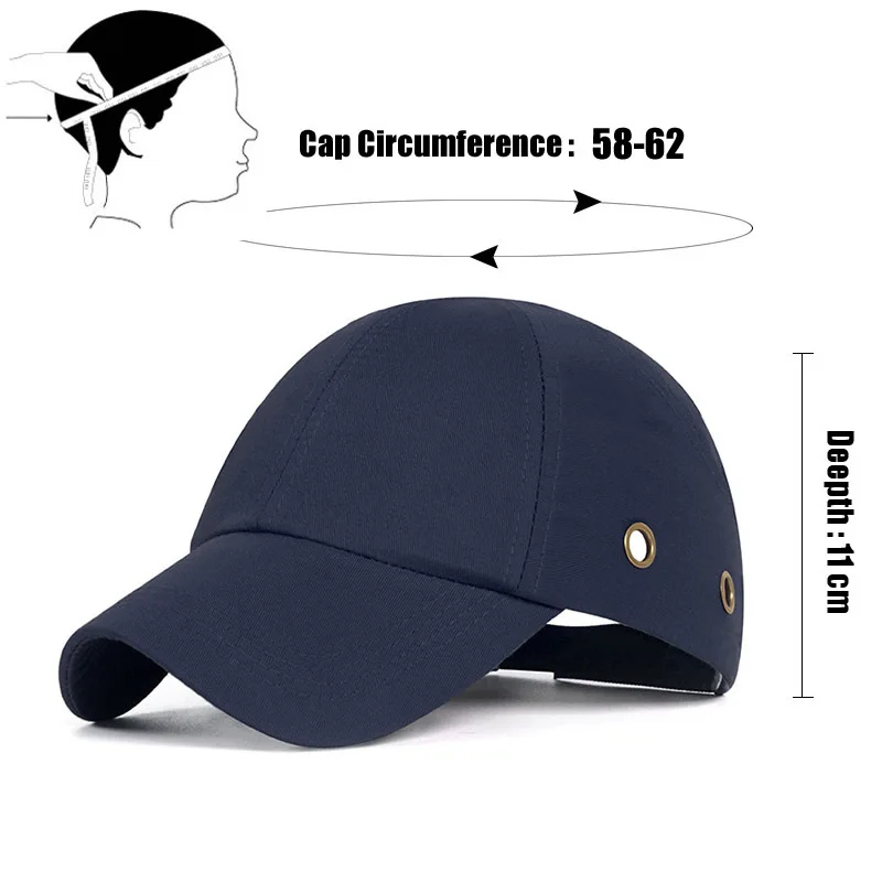 Work Safety Bump Cap Baseball Hat Protective Helmet Light Weight Anti-collision Hard Breathable Inner Shell For Work Repairing