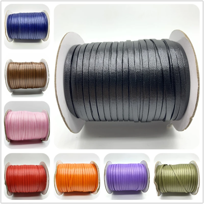 5yards/Lot 4mm Flat Waxed Cord Rope Waxed Thread Cord String Strap DIY Bracelet Necklace Rope For Jewelry Making Bracelet Braid