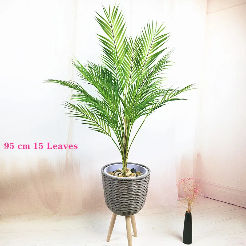 75CM-125CM Artificial Large Rare Palm Tree Green Realistic Tropical Plants Indoor Plastic Hotel Office Home Decor Accessories