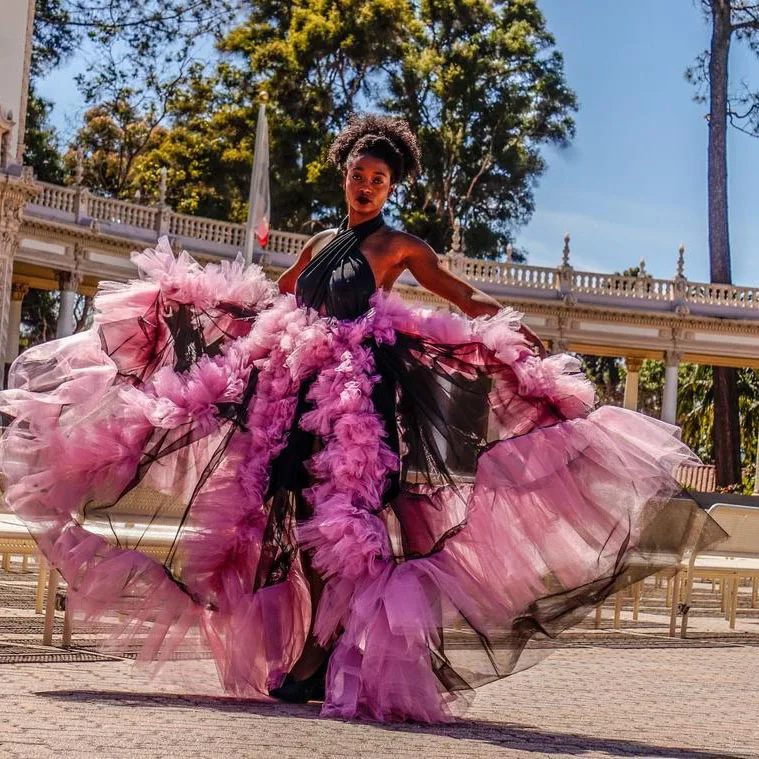 New Arrival Chic Tulle Skirts Pink And Black Ruffled Tulle Skirt Women Plus Size Long Maxi Party Floral Fluffy Tulle Skirt