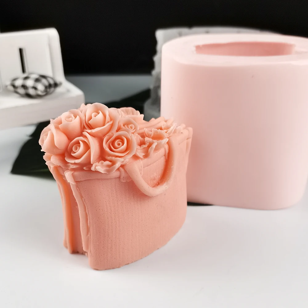 HC0299 PRZY Rose Bouquet In The Bag Soap Mold Flower Mold Silicone Decoration Plant Molds Flowers Candle Moulds Bouquet