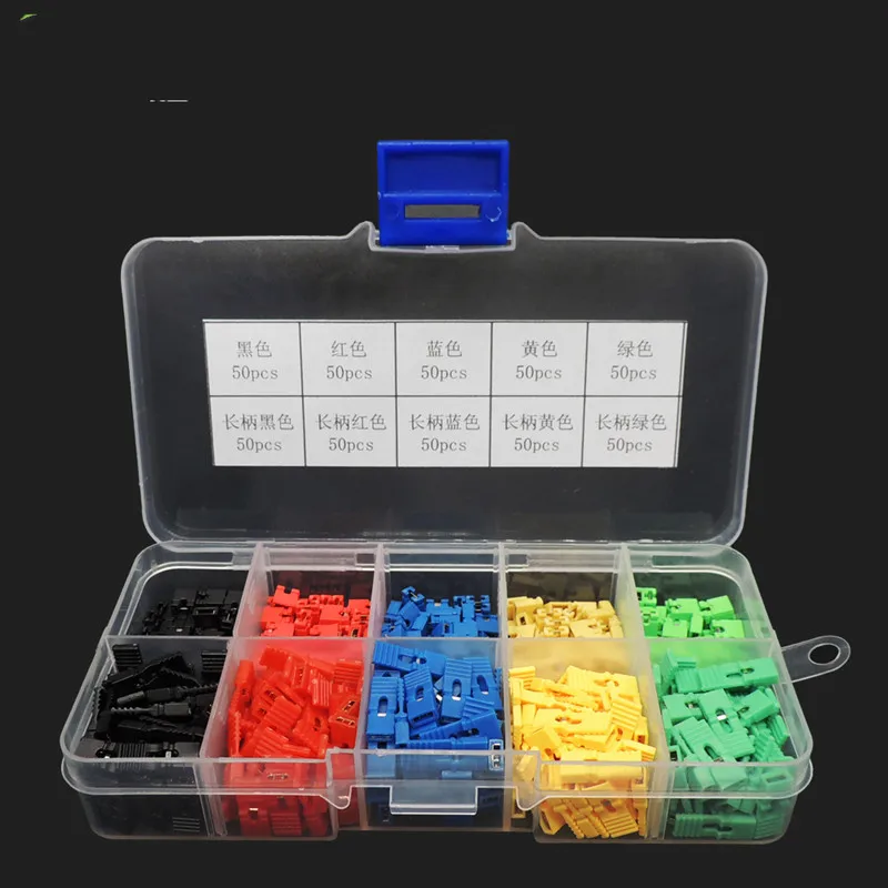 

500pcs 10 kinds of boxed jumper cap short circuit cap spacing 2.54mm black blue yellow red block pin connector long handle cap