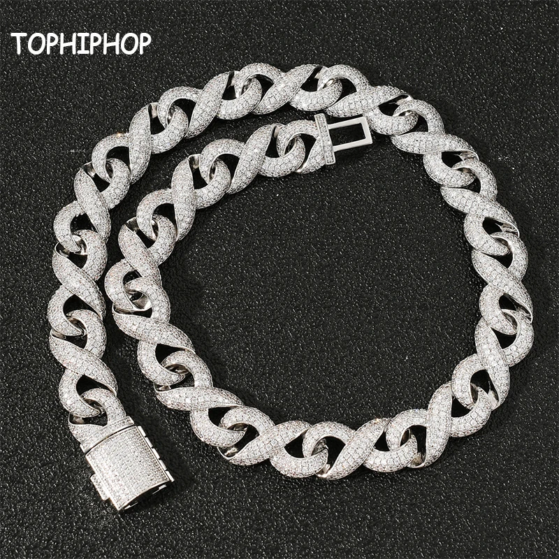 

TOPHIPHOP 15MM Miami Buckle Cuban Chain Necklace Pavé Zircon Ice Out Fashion Necklace Hip Hop Jewelry Jewelry Gift Exquisite Box