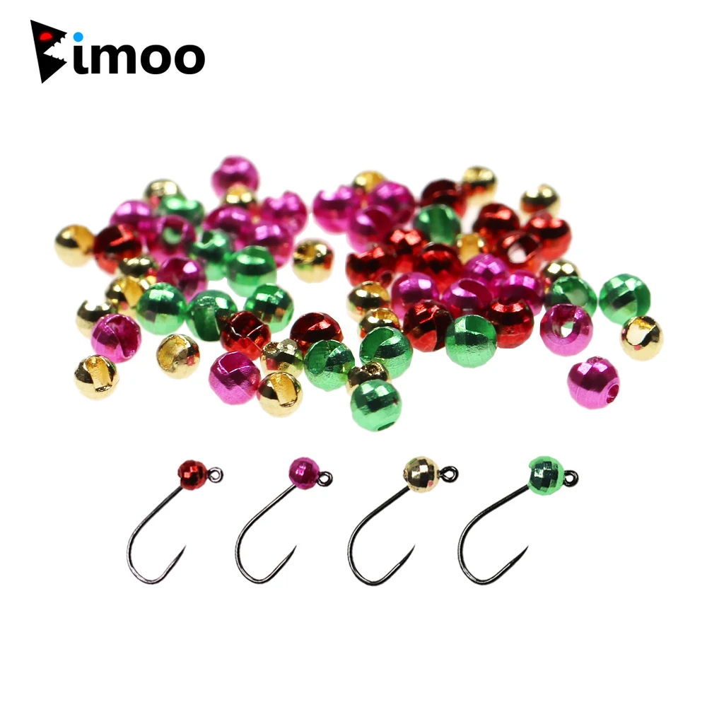 Bimoo 2.5mm-4mm Disco Slotted Tungsten Bead Faceted Fishing Ball Head Bead Weight Jig Hook Fast Sink Nymph Fly Tying Beads