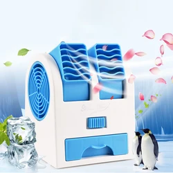 Mini ar condicionado USB portátil, ventilador pessoal, saída de ar dupla, verão Desktop Cooler