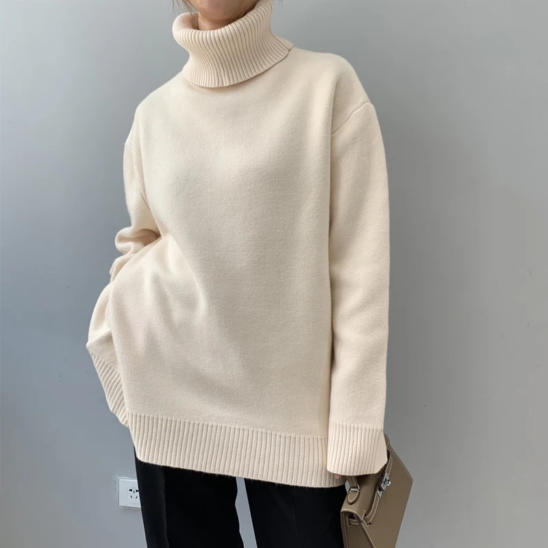 Winter Sweater 2021 Korean Version Of The Solid Color Thick Sweater Female Sweater Alpaca Long Sleeve