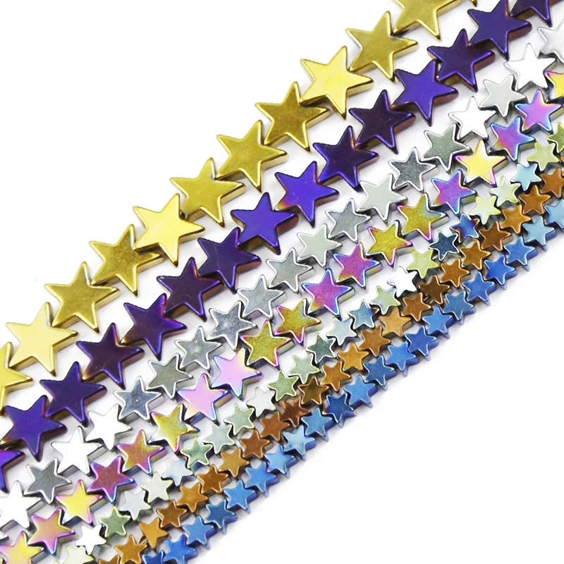 Gold Color,Purple,Green,Blue, Star Hematite 4/6/8/10mm Natural Stone Spacer Loose Beads For Jewelry Making DIY Bracelet Necklace