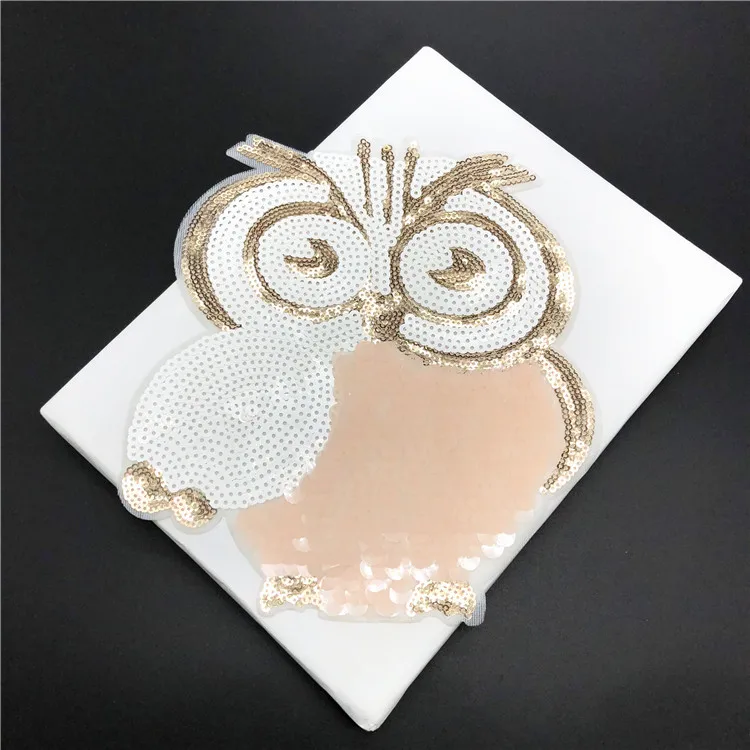 Elaborate Owl Sequin Cloth Sticking Overcoat Down Garment Decorated Large Back Rubber Ironing Patch 20.5cm*18.5cm