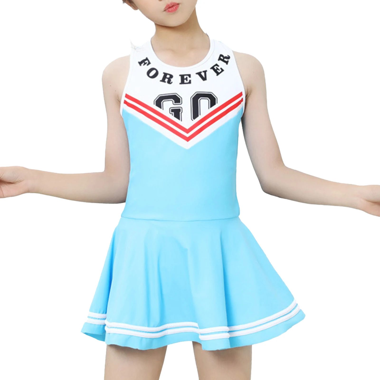 

Kids Girls Cheerleaders Costumes Bodysuit Sleeveless Letters Stripes Sport Dress Teenage Halloween Cosplay Carnival Rave Outfits