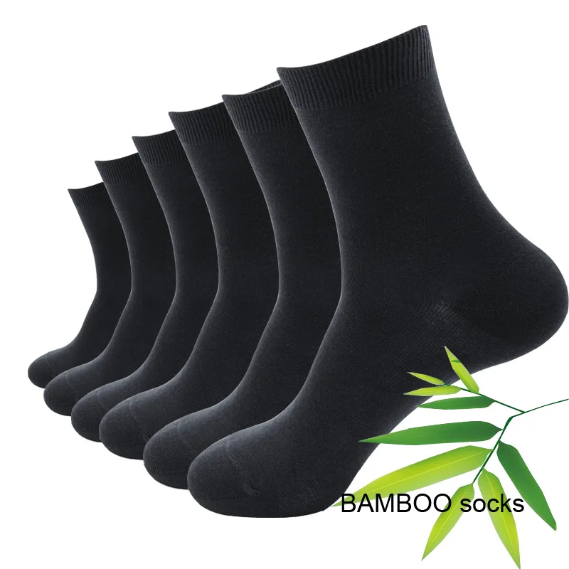 

10 pcs=5 pairs Men's Bamboo Socks sokken mens Long Tube socks white Black Spring Autumn fashion sox Breathable Anti-Bacterial