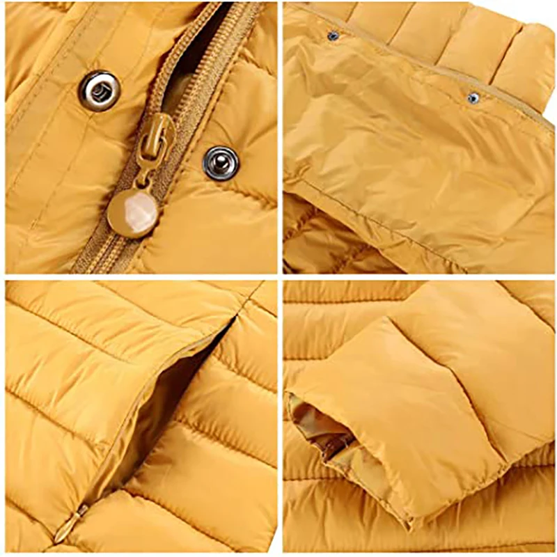 Giolshon Women Quilted Lightweight Puffer Jacket Spring Autumn Fashion Coats Long Padded Bubble Coat Solid Color Outerwear