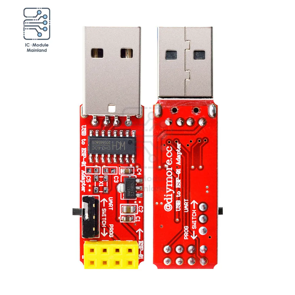 

CH340 USB to ESP8266 ESP-01 ESP-01S Adapter 4.5V-5.5V Wifi Converter Programmer Module for Arduino Smart Home Wireless Control