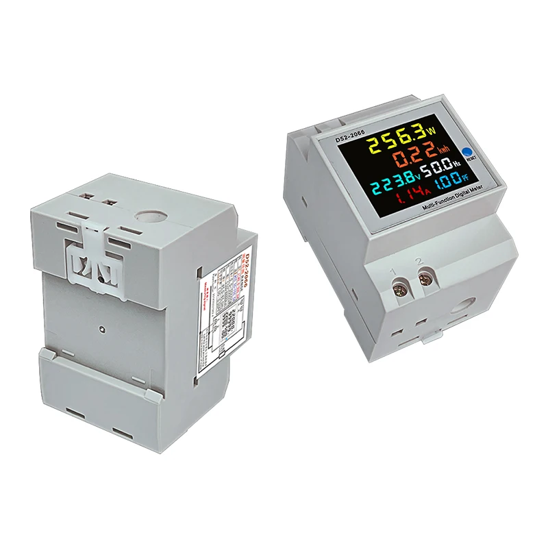 6IN1 Display Smart Meter Din Rail AC Monitor Voltage Current Power Factor Active KWH Electric Energy Frequency Meter