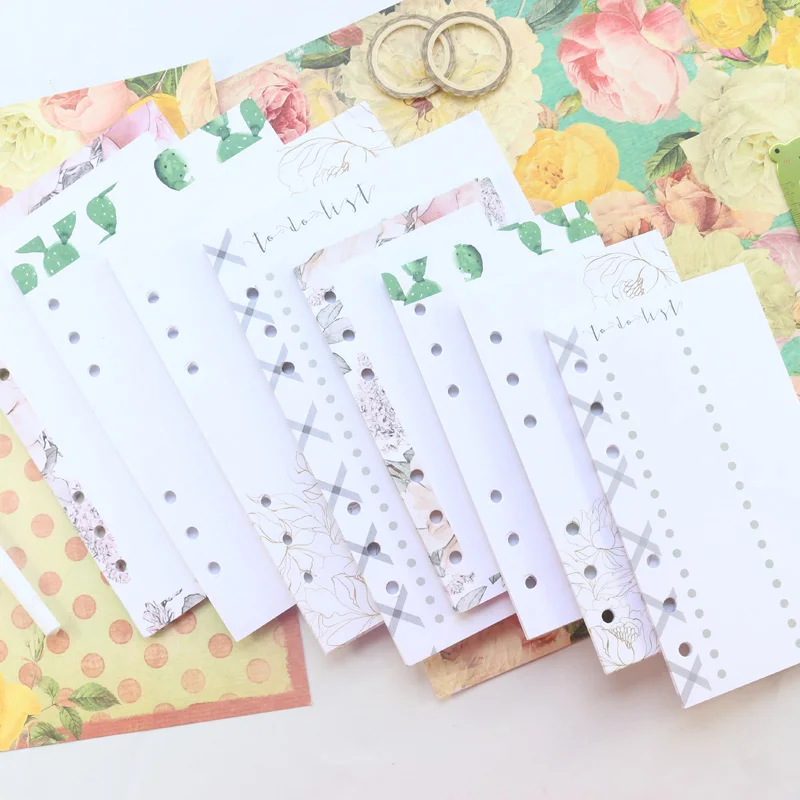 Domikee New cute office school filling paper sheets for 6 rings binder spiral planner notebook stationery supplies A5A6 25sheets