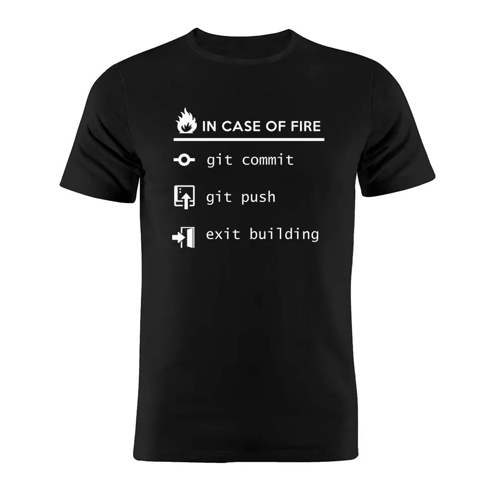 100% Cotton Unisex T Shirt Coder Developer Programmer Jokes In Case of Fire Git Commit Funny Minimalist Artwork Gift Tee