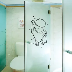 Cute Shower Glass Door Stickers Kids Bathing Wall Stickers Waterproof Removable for baby Bathroom Decor Stickers Wall Art Decals