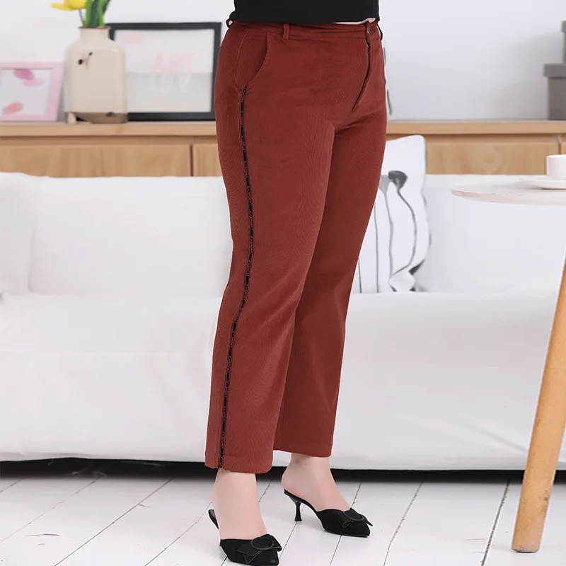 New Autumn Winter Plus Size Women Clothing Pants For Women Loose Casual Large Elastic Waist Thick Straight Long Trousers 7XL