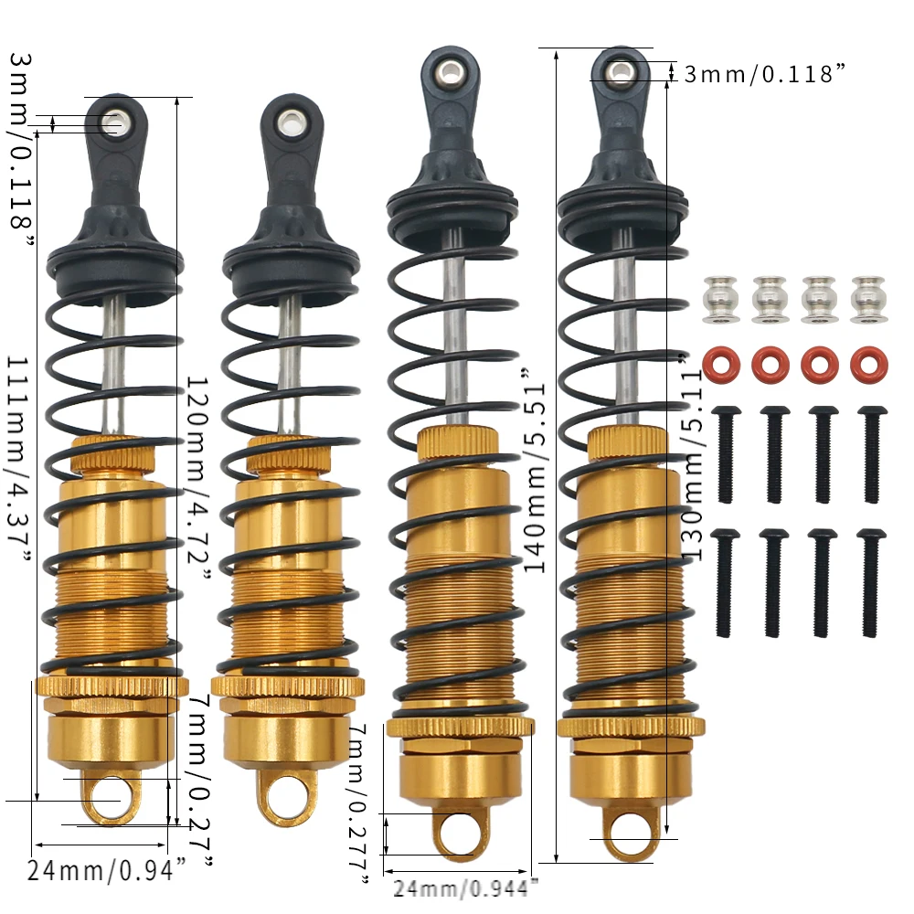 Ammortizzatore anteriore/posteriore in lega piena lavorata al 2/4 tipo riempito d\'olio per 1-10 ARRMA 4s per Outcast & Kraton