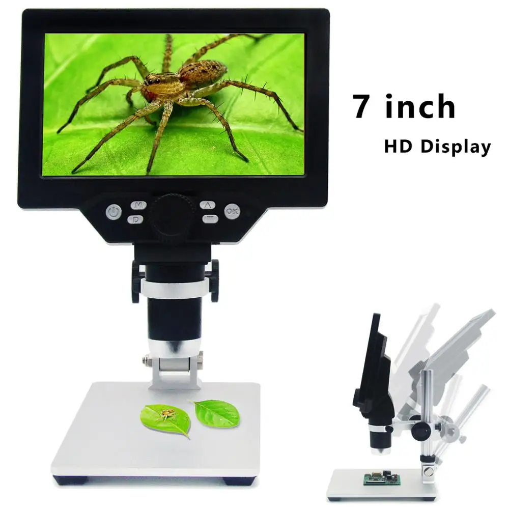 G1200 Continuous Zoom Electronic Digital Microscope 7 inch HD LCD Display Portable Multi-Angle Camera Microscope