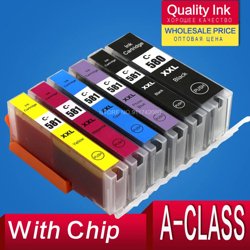 6C For Canon TS8250 TS8251 TS 8250 TS 8251 Cartridge PIXMA Printer Ink PGBK PG 580 pgi580