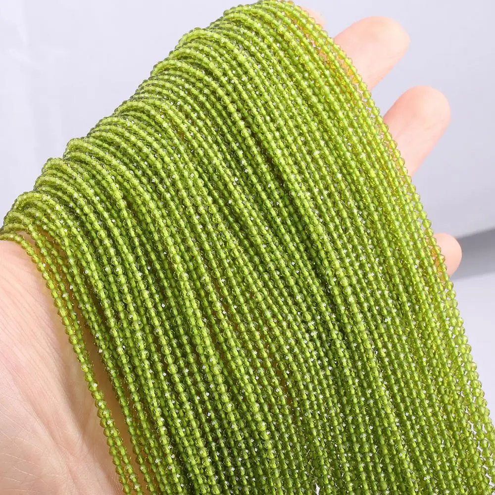 Natural Stone Beads Small section Bead Peridot 2 3 mm Loose  beads for Jewelry Making DIY Bracelet Necklace length 38cm