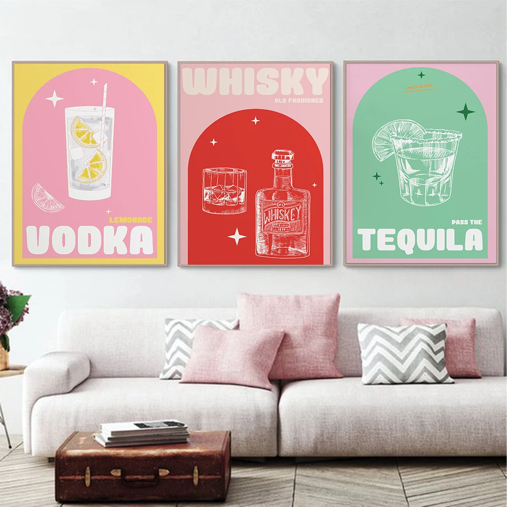 Nordic Poster Retro Cocktails Canvas Painting Vintage Art Print Minimalism Modern Picture For Kitchen On The Wall Home Decor