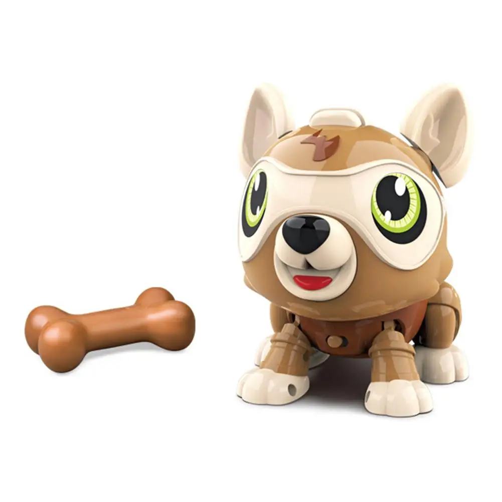 Cão mecânico controle de voz inteligente magia cão de estimação multifuncional sensor de toque robô eletrônico cão modelo montagem brinquedo