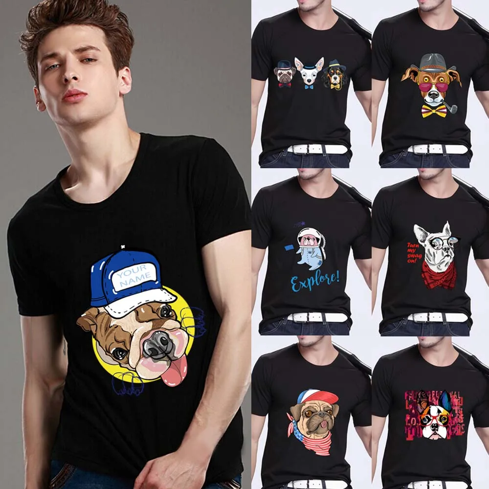 

Men's T-shirt Casual Fashion Harajuku Summer Funny Cartoon Dog Print Series T-shirt Top O-Neck Slim Commuter Soft Men's Shirt