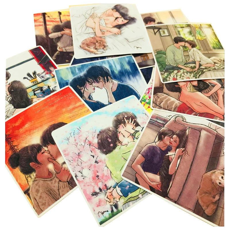 12 PCS Sweet Lovers Romantic Cute Korean Couple Stickers Decoration Stationery Diy Diary Scrapbooking Label Sticker Sexy Photo