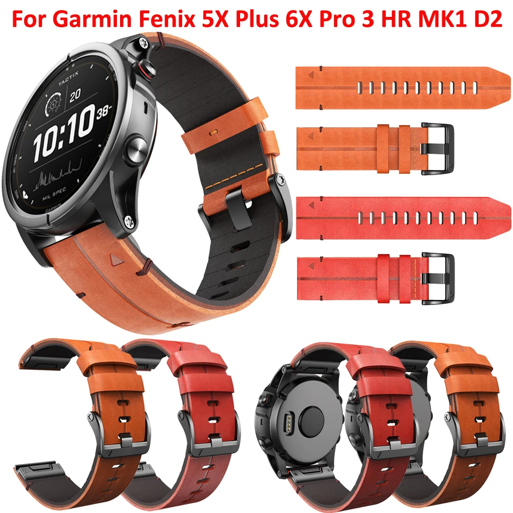 

26mm Leather Strap Fenix6X Replacement Quick Release Watchband For Garmin Fenix5X/5X Plus/6X Pro SmartWatch Band Bracelet Correa