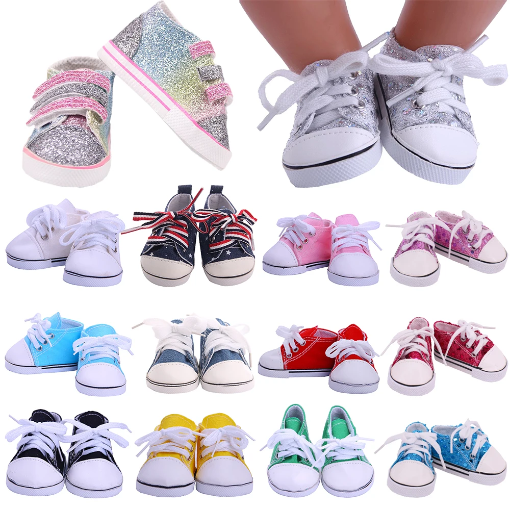 14 Styles 7 cm Canvas Doll Shoes Clothes Accessories For 43 cm Born Baby Clothes 18 Inch American Doll Girl Toy Our Generation