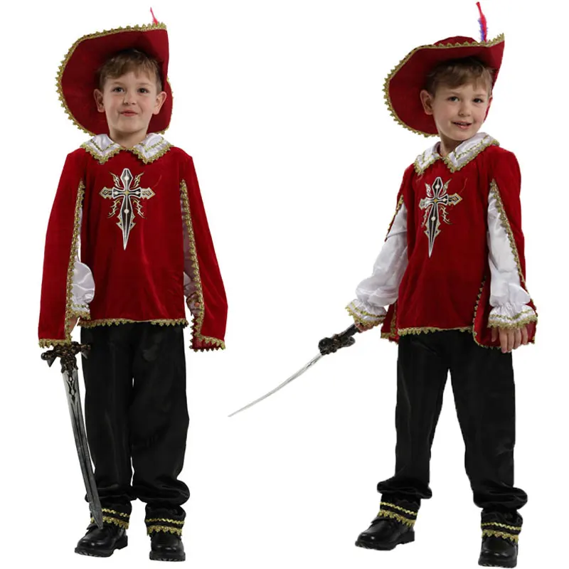 Umorden Ragazzi Costumi da Moschettiere Medievale Bambino Bambini Costume da Cavaliere Guerriero Greco Romano Carnevale di Halloween Purim Fancy Dress