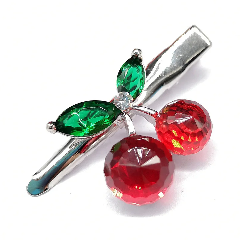 1Pcs Fashion Crystal Cherry Hair Clip Lovely Sweet Hairpins Barrette Headdress for Women Girl Hair Accessories