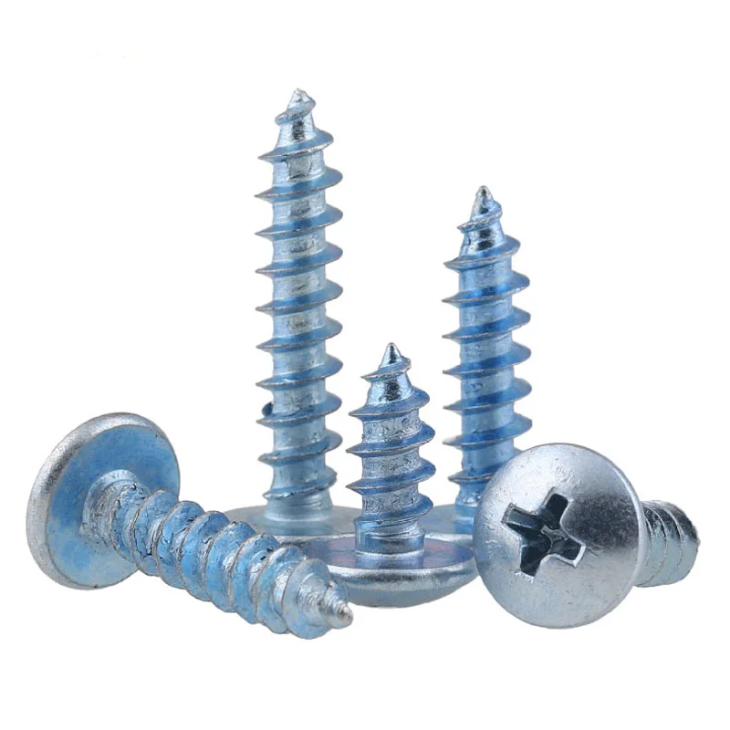 M4 M5 Phillips Truss Mushroom Head Self Tapping Screws Hardened Blue Zinc Plated Cross Round Large Flat Head Wood Screws