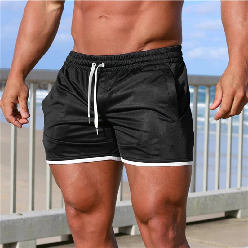 Pantalones cortos deportivos para hombre, ropa deportiva de secado rápido, de malla transpirable, para gimnasio, de verano