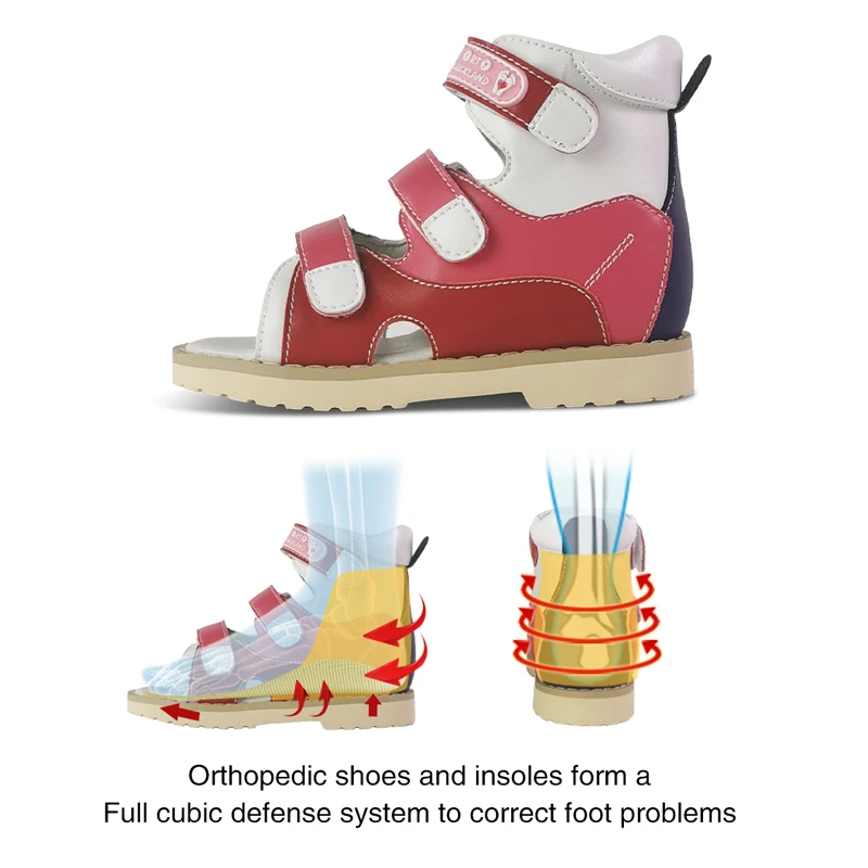 Ortoluckland Girls Sandal Kids Korean Baby Orthopedic Shoes For Children Popular Summer Party Princess Flatfeet Leather Footwear