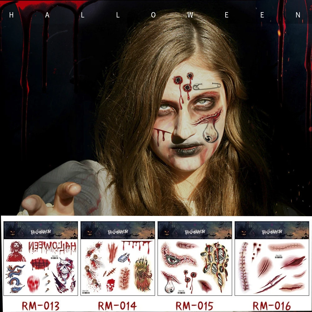 

Halloween Tattoo Stickers Bloody Scar Face Stickers Horror Element Party Stickers Temporary Tatoo Stickers Fake Tatto Body Art