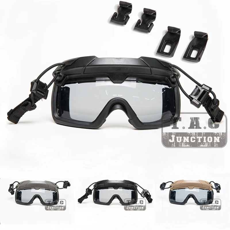 

Tactical Airsoft Anti-fog Coating Grey Lens Helmet Safety Goggles / Eyeglasses Suit For Helmet with Rail Clips