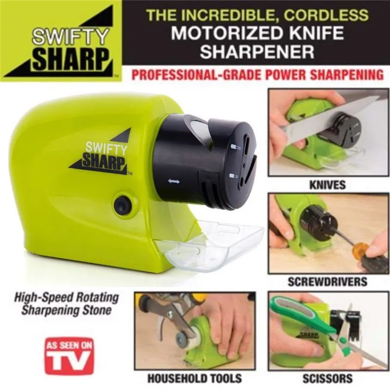 Auto Swifty Sharpener Electric Knife Sharpener Whetstone Sharp Motorized Kitchen Knives Scissors Sharpening Tool Pengasah Pisau