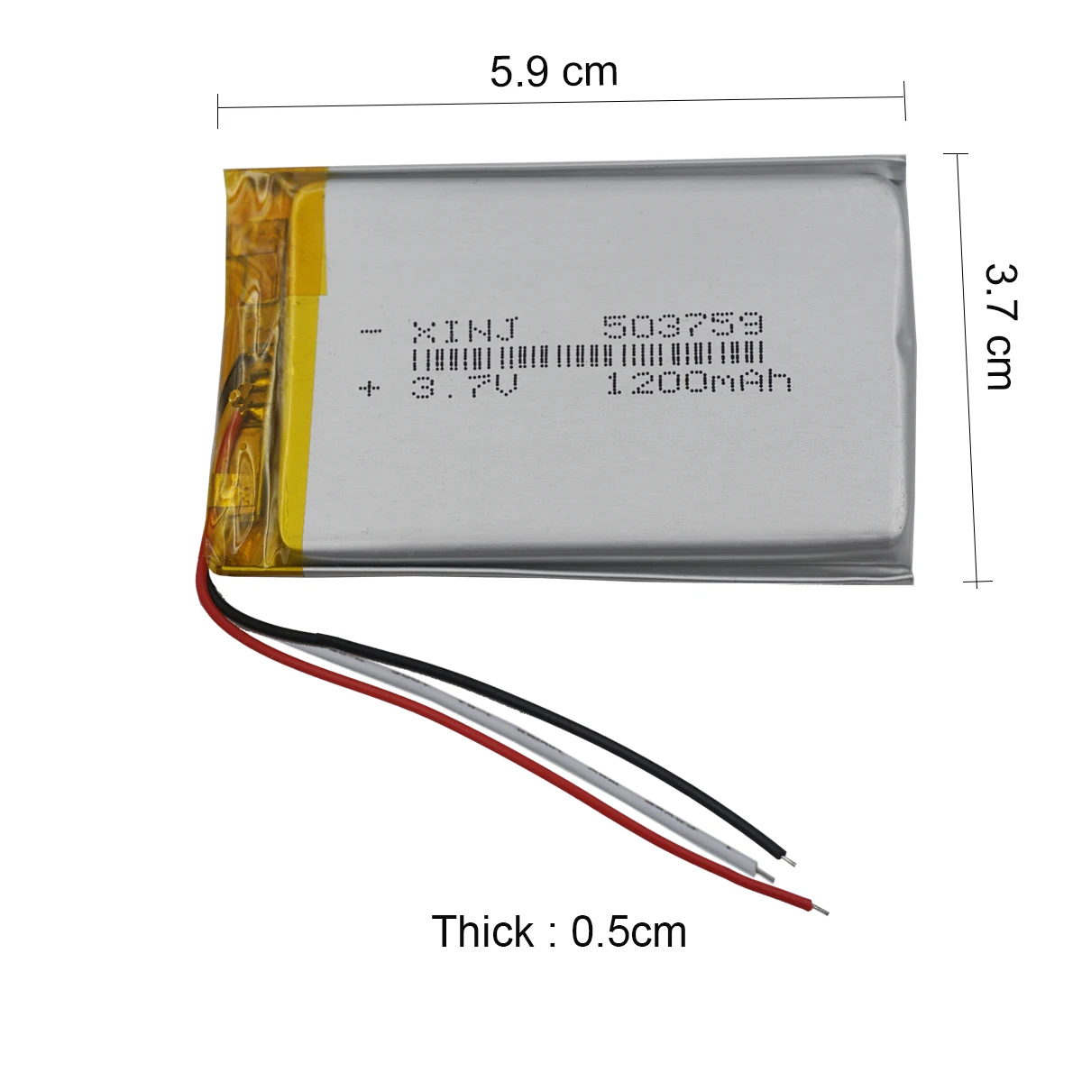 3.7V 1200mAh Thermistor 3-Wires Polymer Li Lithium Battery 503759 Lipo JST 3Pin 1.25mm For GPS Mp5 Camera Tablet PC 053759