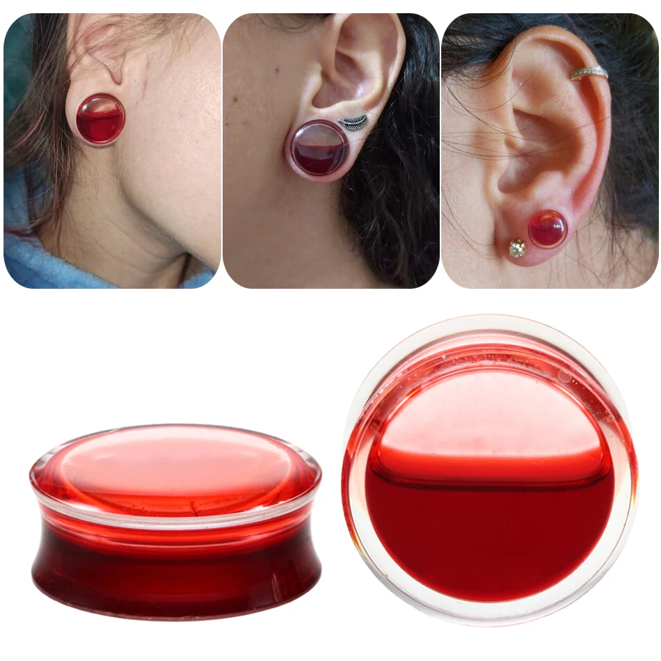 2pcs/lot Acrylic Liquid Ear Tunnel Plugs Lobe Earrings Piercing Ear Gauge Ear Expander Piercing Body Jewelry 8MM-25MM