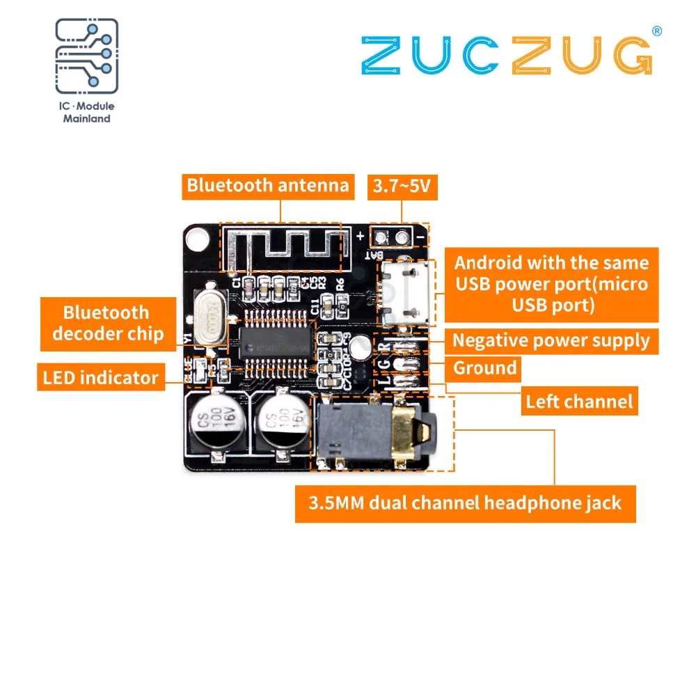 VHM-314 Bluetooth 5.0 Modul Penerima Audio MP3 Papan Dekoder Lossless 3.7-5V Papan Amplifier Decoding Musik Stereo Nirkabel