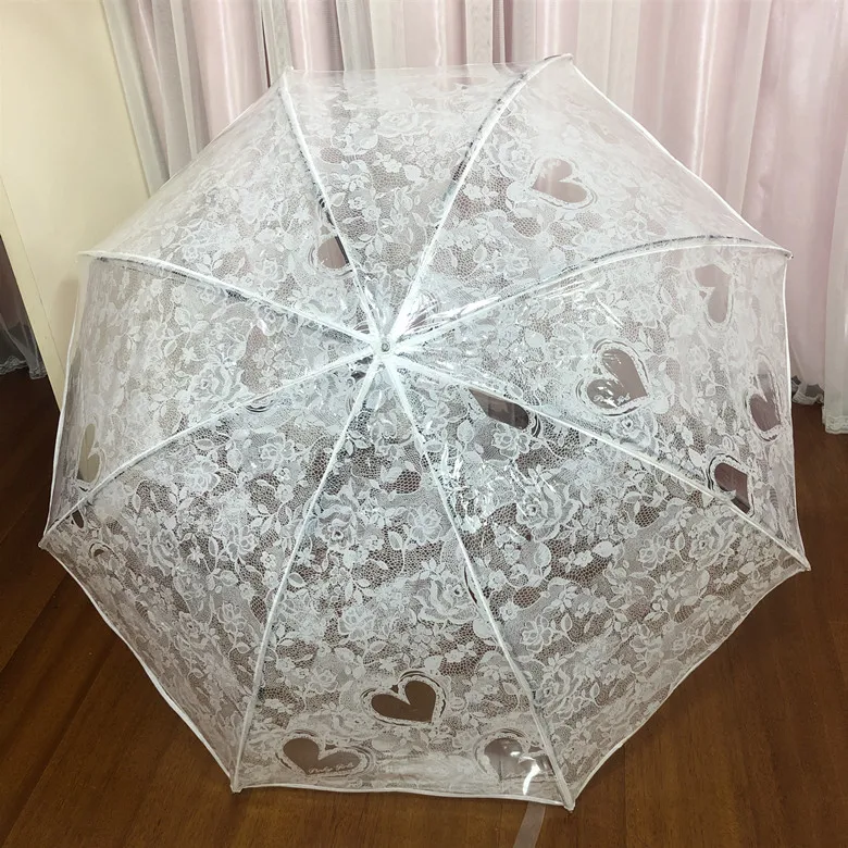 Transparent Umbrella Strong Stand Imitation Lace Fashion Wedding Umbrella Brand Plegable Paraguas Transparente