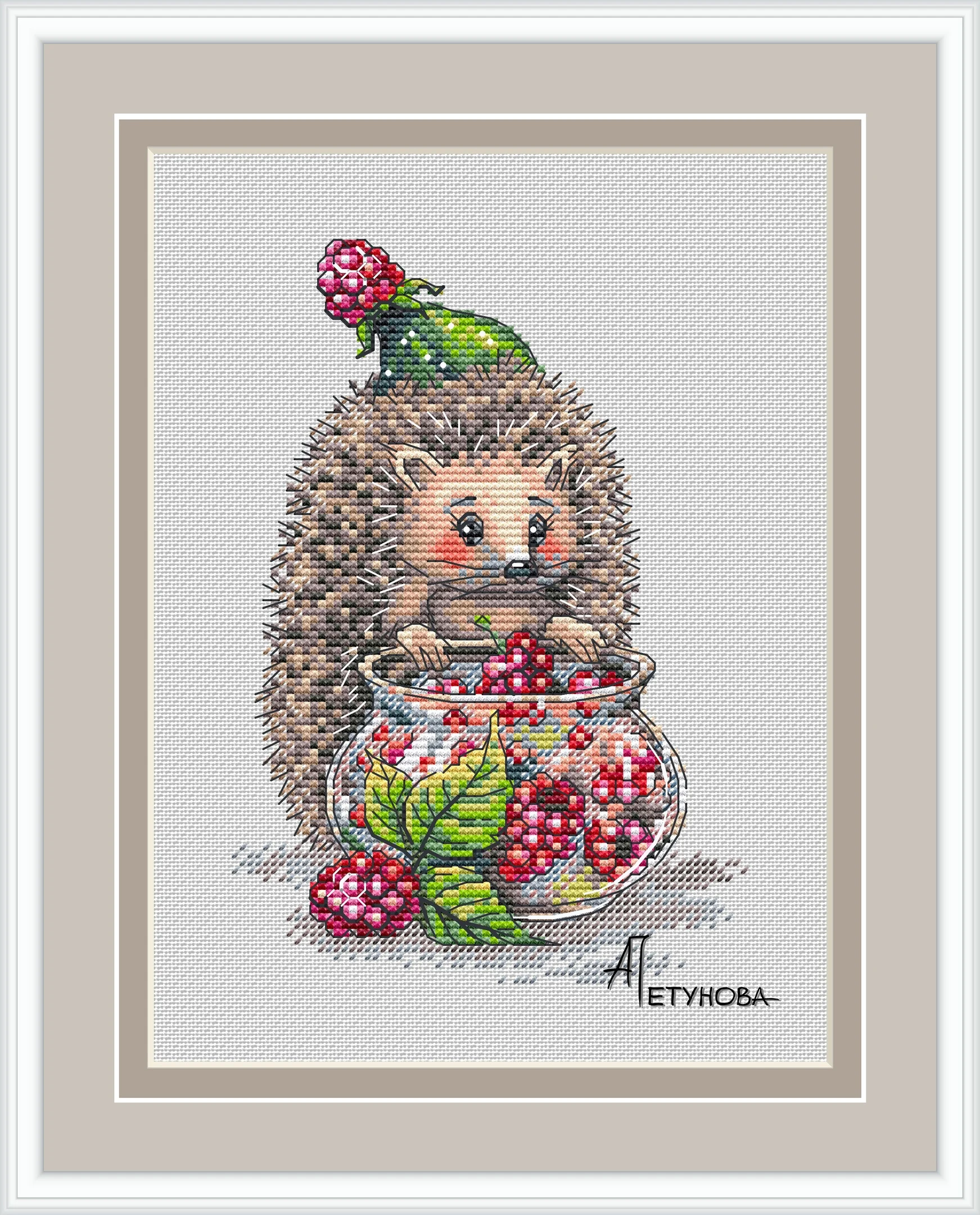 Needlework  Cross stitch Handmade 14CT Counted Canvas DIY,Cross-stitch kits,Embroidery Raspberry Hedgehog 22-27