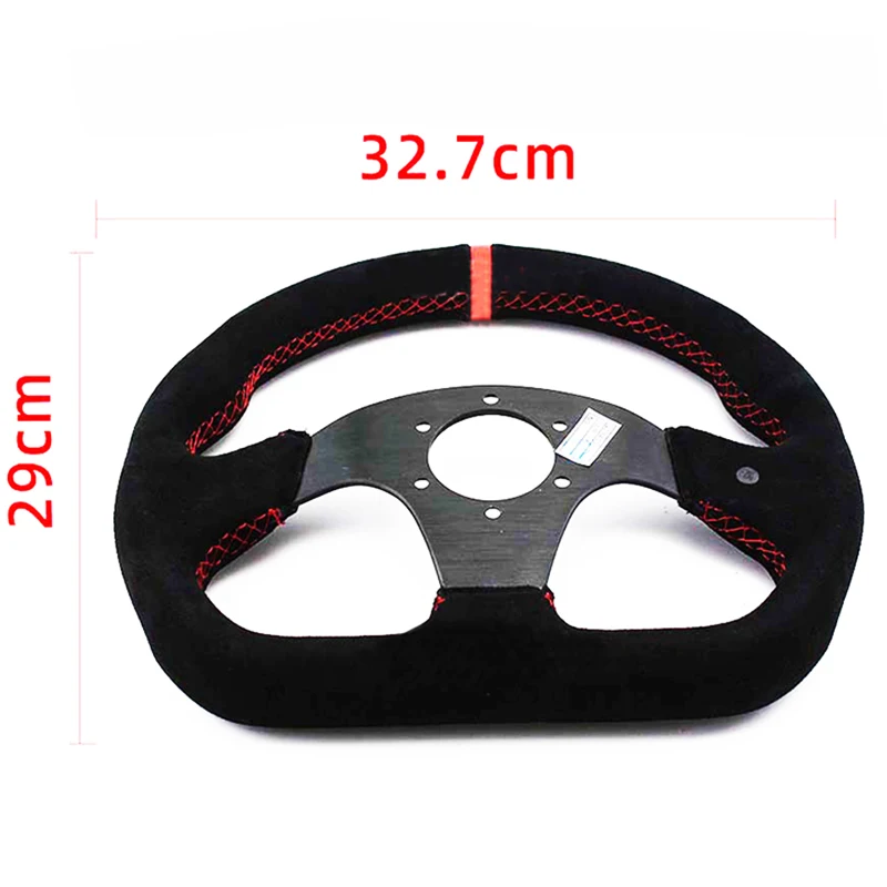 

Red/Yellow Car Styling 13inch 330mm Suede Steering Wheel Flat Game Sport Steering Wheel For PC With Horn Button