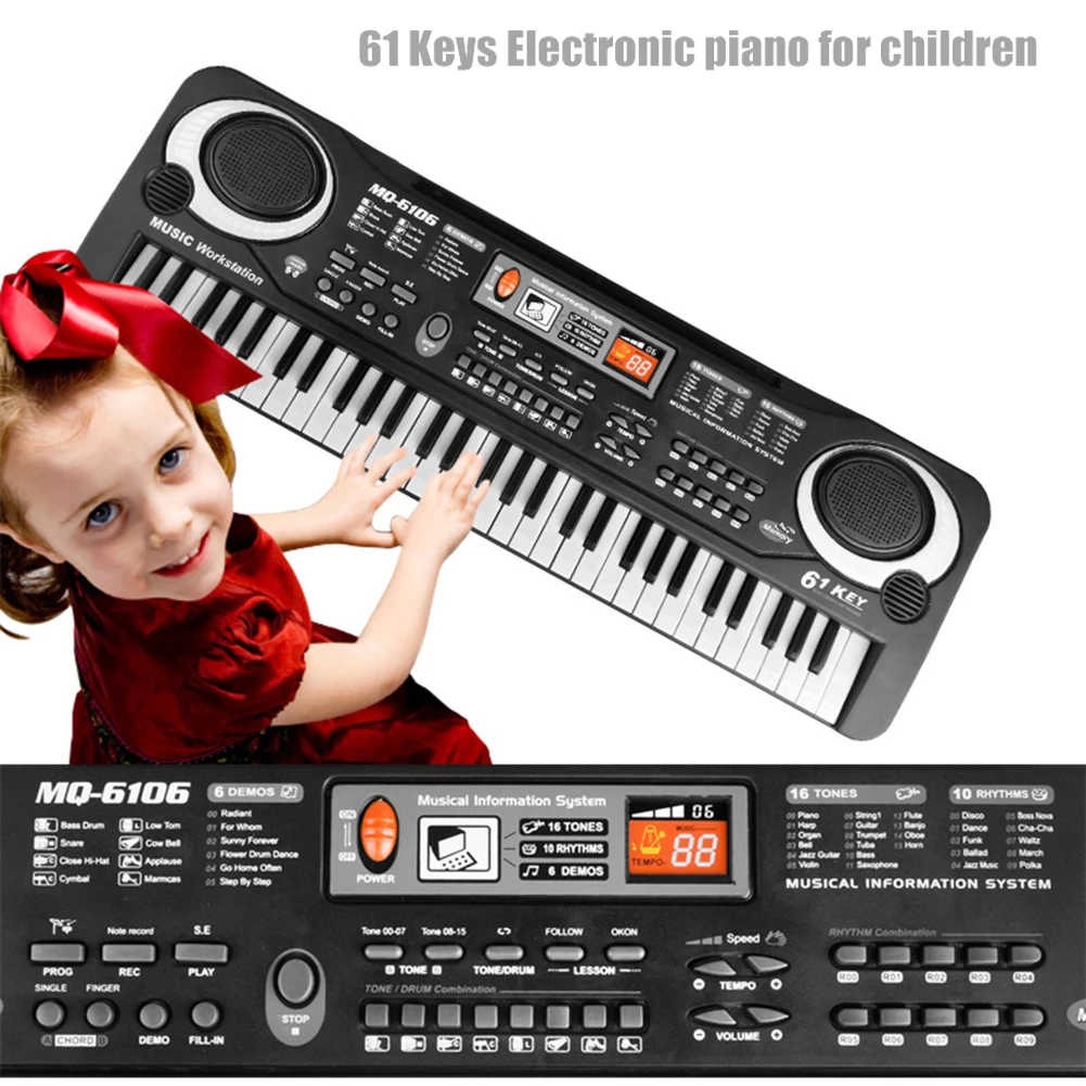 Elektronische Klaviertastatur für Kinder, tragbar, 61 Tasten, Orgel mit Mikrofon, Bildungsspielzeug, Musikinstrument, Geschenk für Kinder, Anfänger – Detail 5