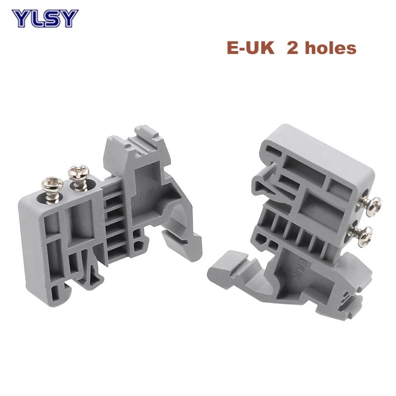 

50Pcs UK Terminal Block Fixed Part E-UK 2/3 Holes Wiring Terminals Plug C45 Din Guide Rail Fastening Seat Fixing End Stopper