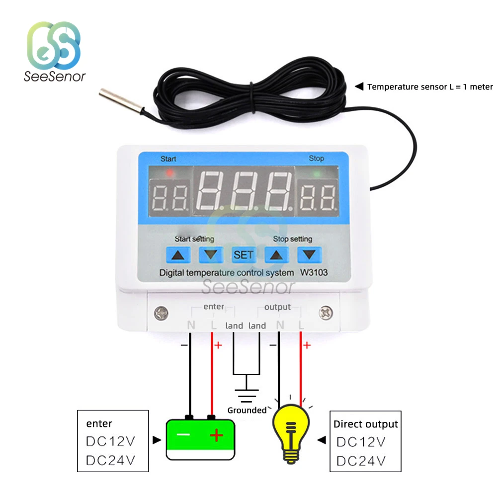 W3103 Digital Control Temperature Controller Thermostat Switch Thermometer New Thermoregulator 12V 24V 220V 30A