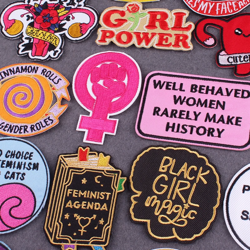 GIRL Power Patch Letters Patches For Clothing Stickers Iron on Embroidered Patches On Clothes Stripes DIY Badges On Backpack