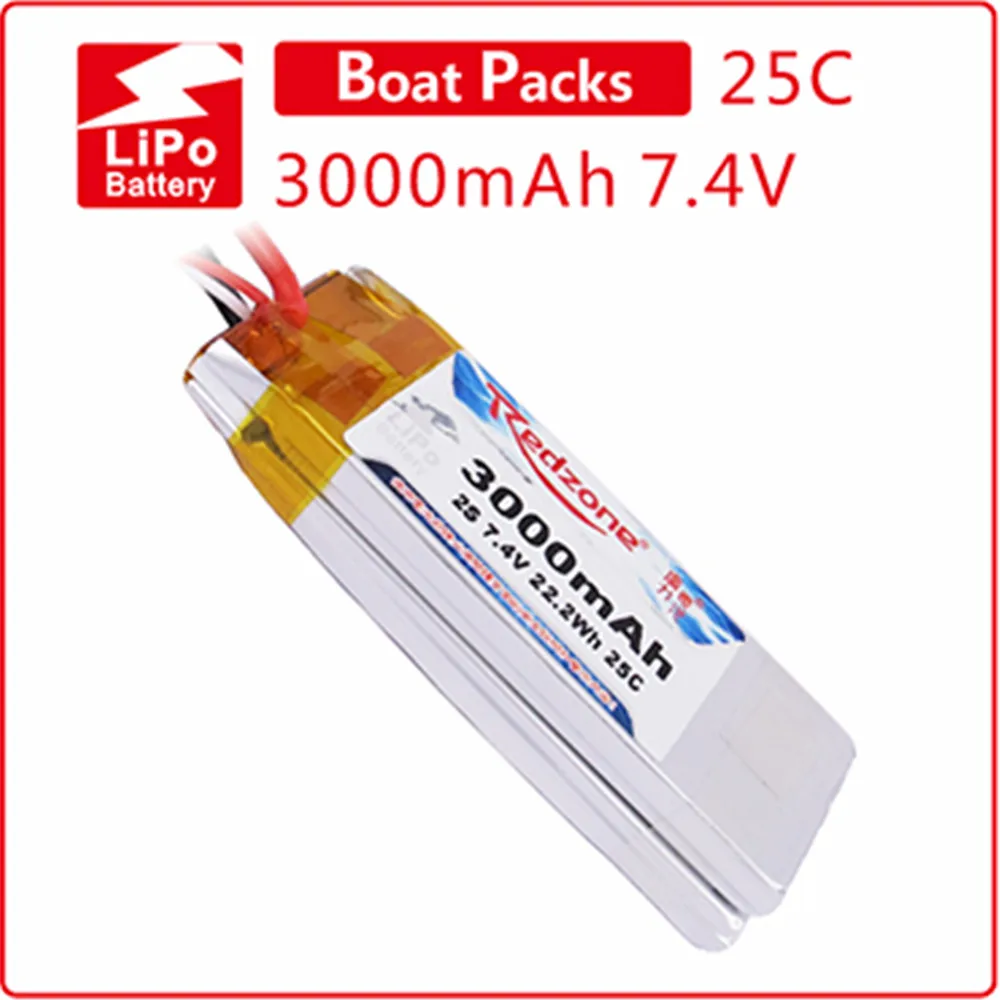 Redzone lipo 25C 3000mAh 7.4V Pro competition battery Mini marine battery